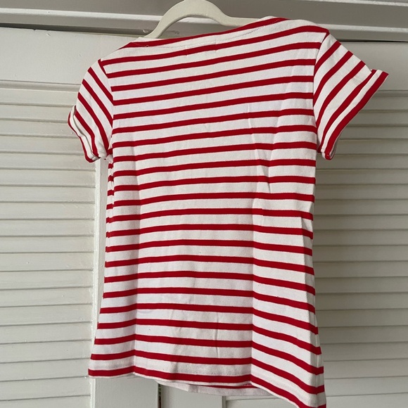 Red and white striped tshirt with embroidery size XS - Picture 2 of 4